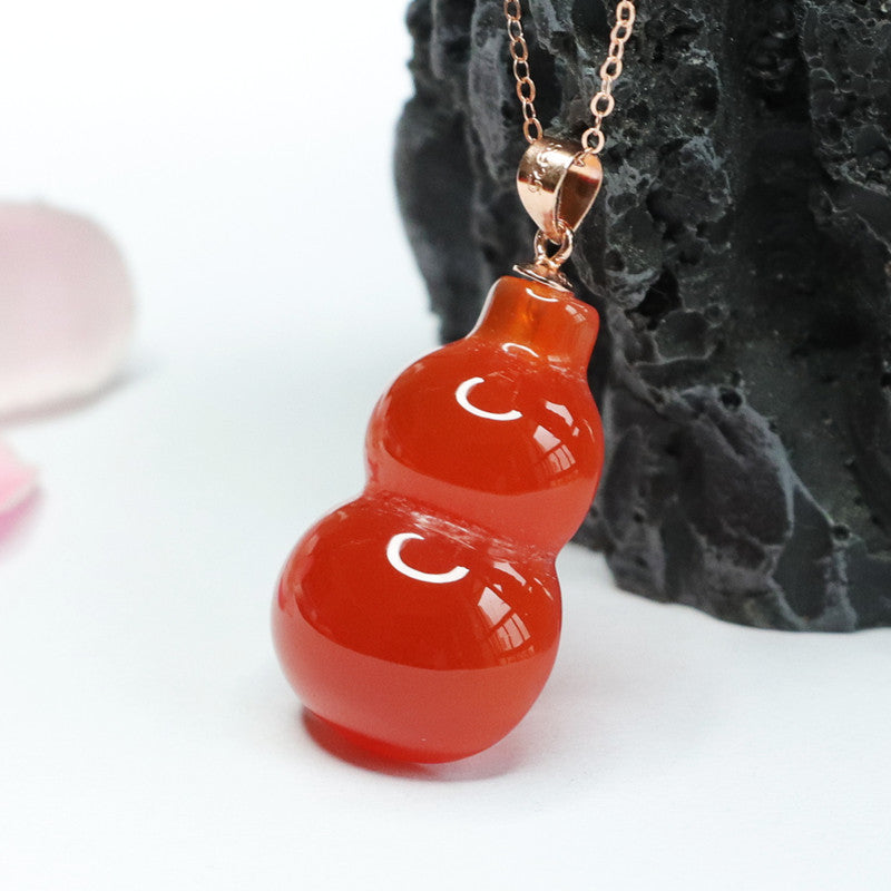 S925 silver inlaid with natural red agate gourd pendant chalcedony pendant jewelry MN2042011