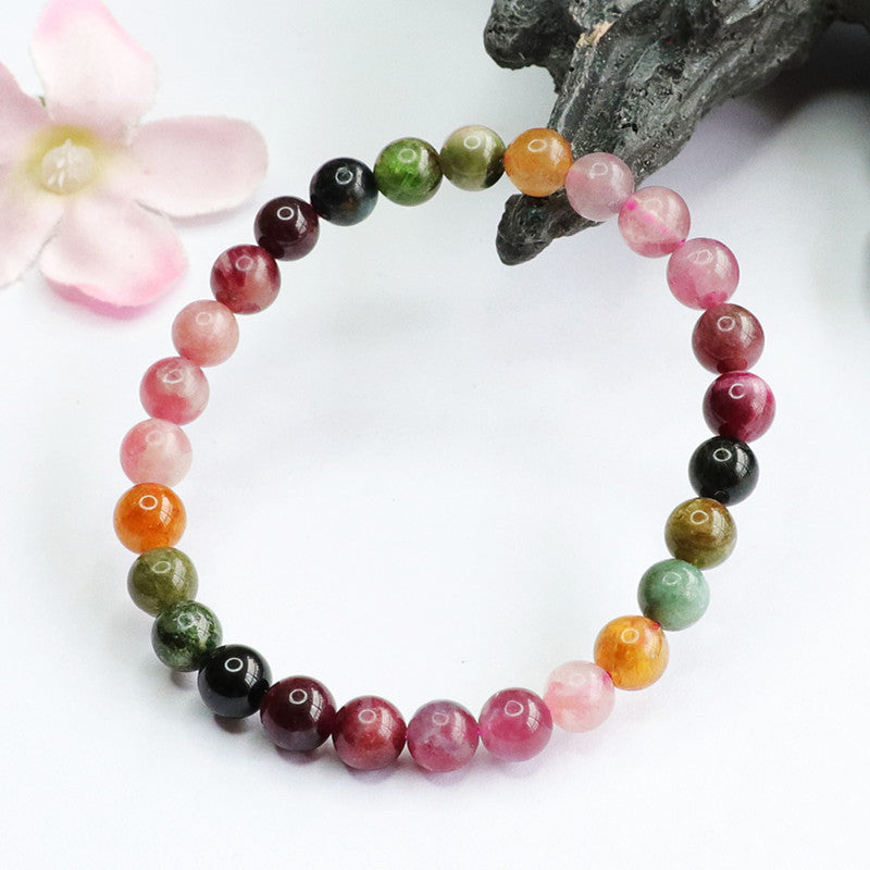 Natural Tourmaline Bracelet Rainbow Bracelet Bead String Women's Crystal Colorful Jewelry CB2042101 