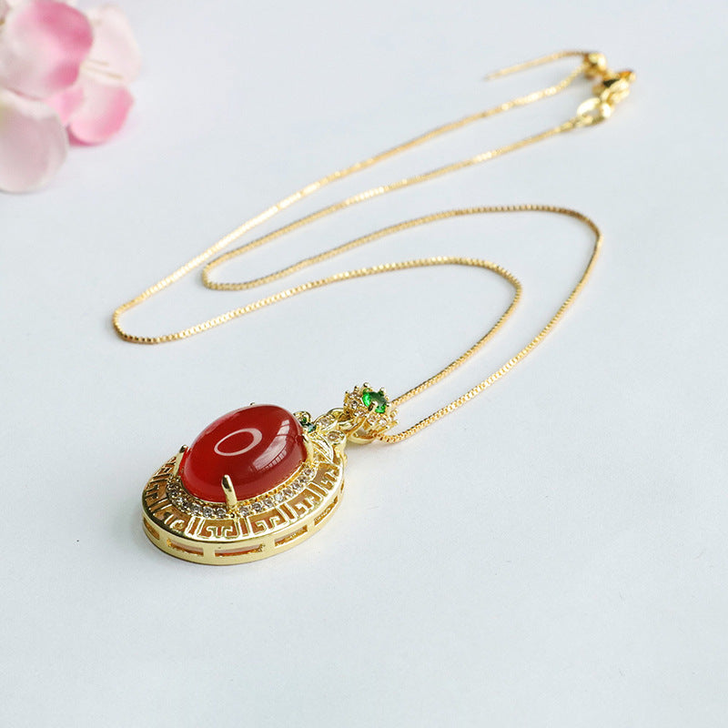 Carnelian Pendant Pigeon Blood Carnelian Clover Necklace MN3081105