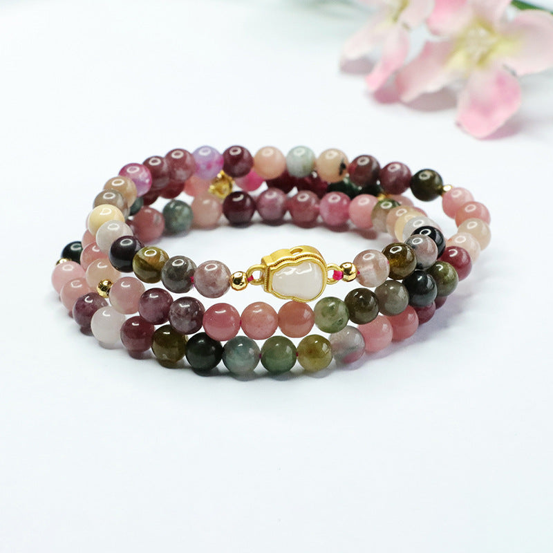 Natural Brazilian tourmaline bracelet multi-circle crystal bracelet for women CB3032705 