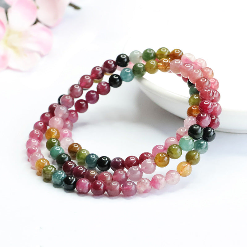 Natural rainbow tourmaline bracelet multi-circle Brazilian old material gradient bracelet for women CB3022409 