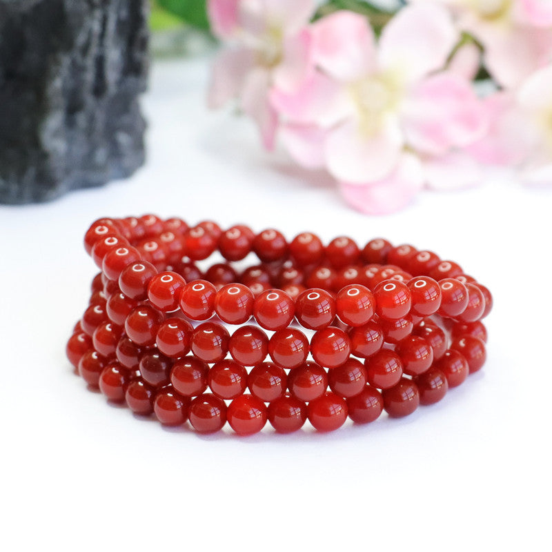 Red agate full red bracelet 108 beads necklace south red MN2041411 