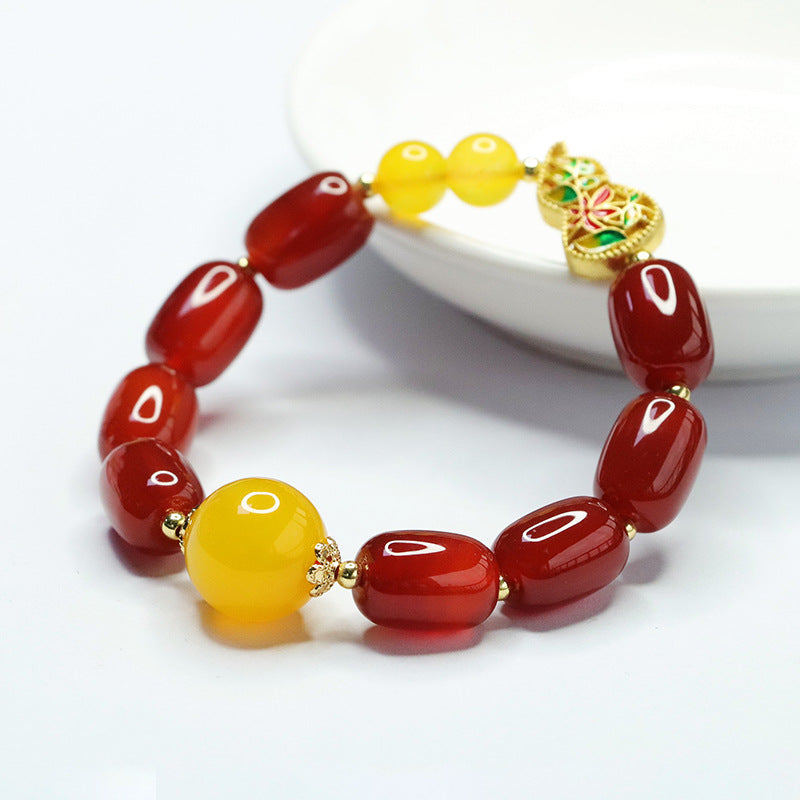 Natural red agate bracelet yellow chalcedony bracelet national trend hot product MN4051904