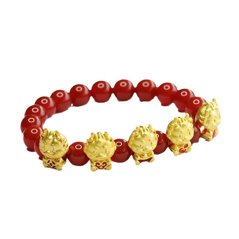 Customized natural red agate bracelet Five Fortune Dragon Bracelet Year of the Dragon Ben Ming Nian MN3111605