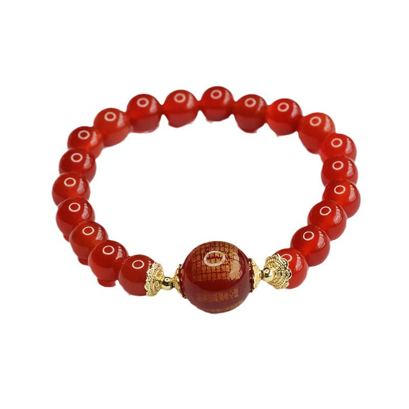 Red Agate Heart Sutra Bracelet Pigeon Blood Carnelian Bracelet for Women MN3082502