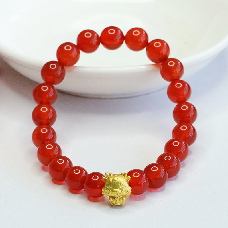 Customized red agate bracelet zodiac sign dragon bracelet birth year jewelry CB3111204