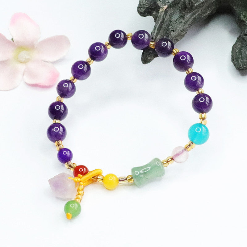 Natural Amethyst Bracelet Small Waist Tassel Bracelet Women's Colorful Jewelry CB2050907 