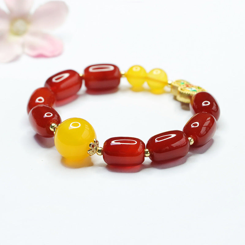 Natural red agate bracelet yellow chalcedony bracelet national trend hot product MN4051904