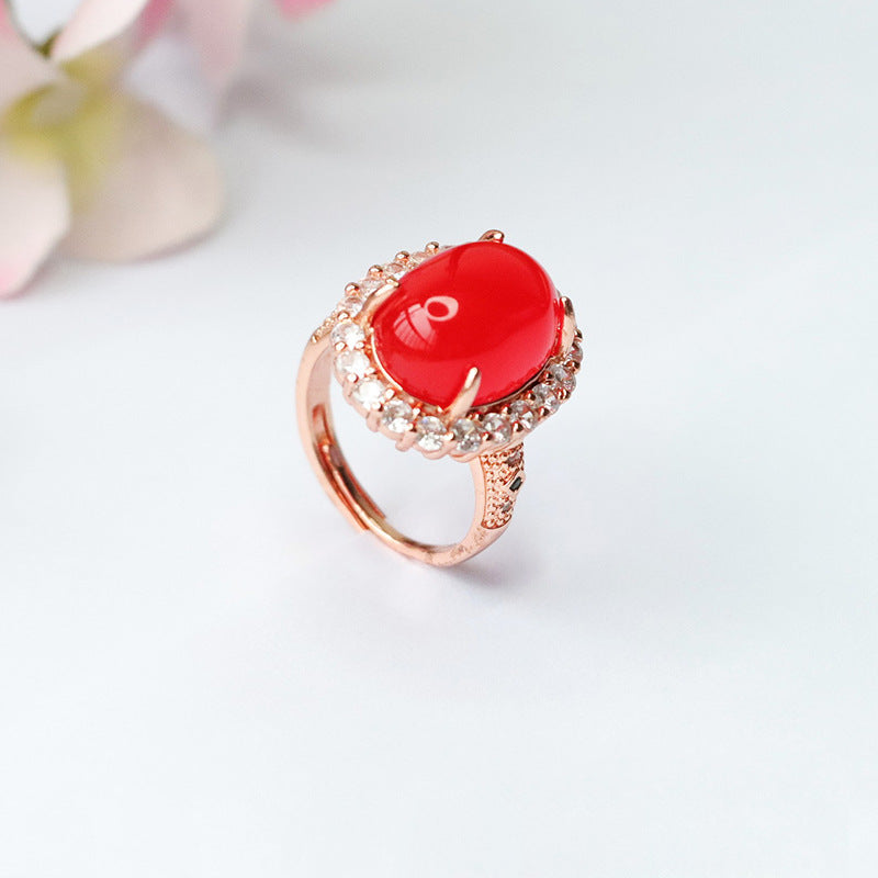 Natural red agate ring pigeon blood carnelian ring ring for women MN3100801