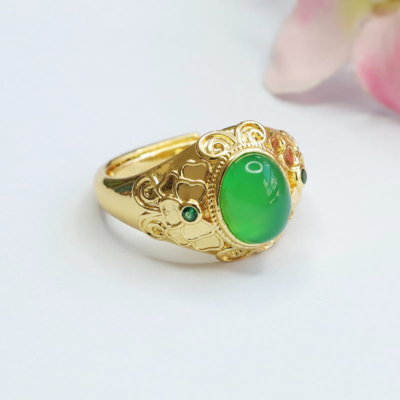 Natural chrysoprase ring pigeon blood red agate ring palace style jewelry MN3110604