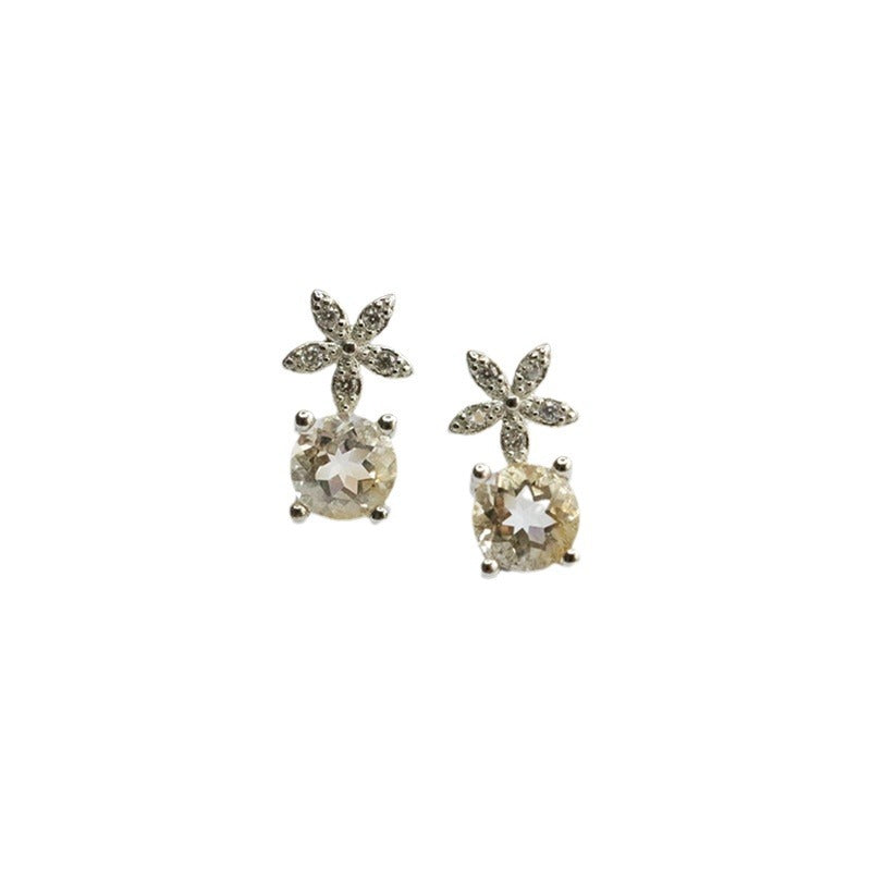 Natural citrine flower earrings S925 silver needle colorful treasure earrings jewelry CB3110303 