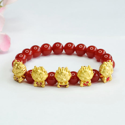 Customized natural red agate bracelet Five Fortune Dragon Bracelet Year of the Dragon Ben Ming Nian MN3111605