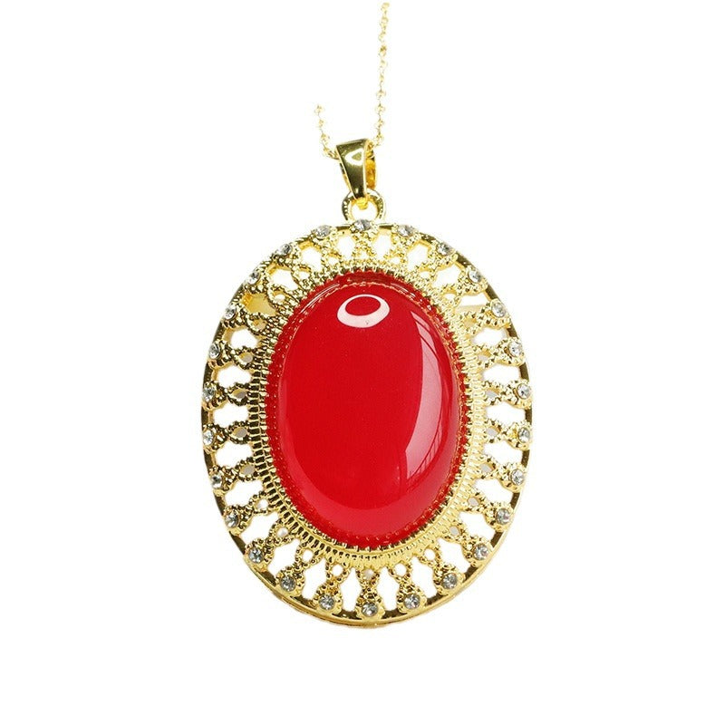 Red agate pendant pigeon blood carnelian necklace national fashion jewelry MN4042406