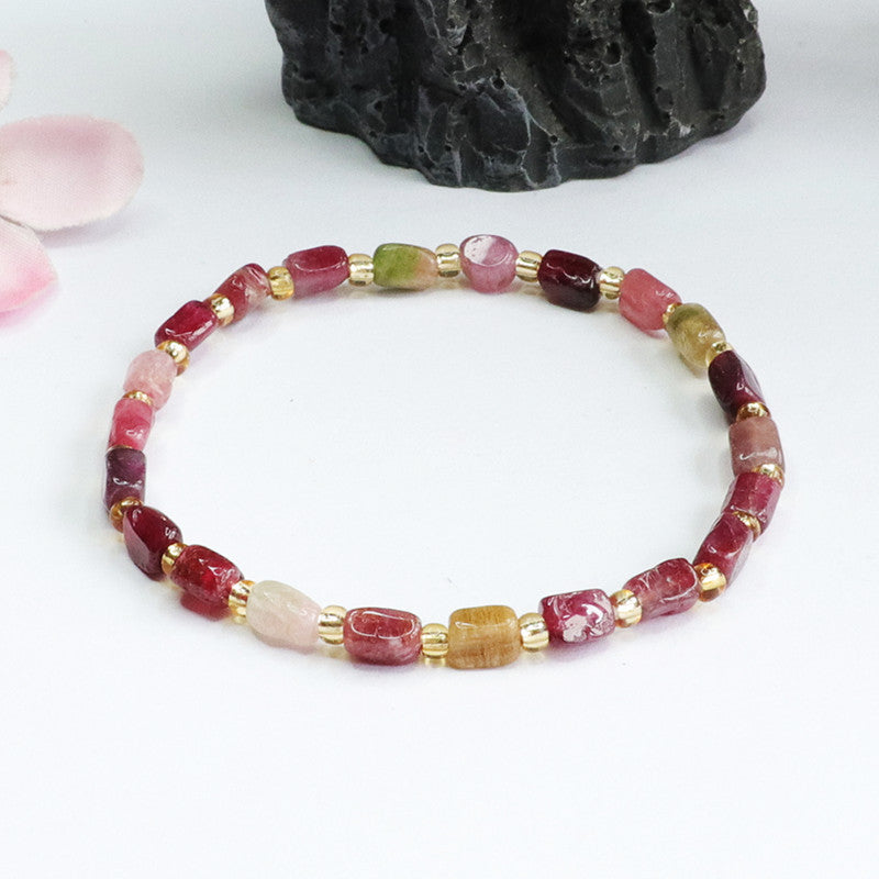 Natural tourmaline random bracelet raw stone bracelet crystal color treasure jewelry for women CB2042102 