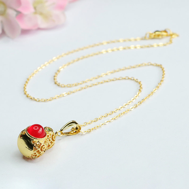 Red agate pendant pigeon blood carnelian gourd necklace for women MN3080401