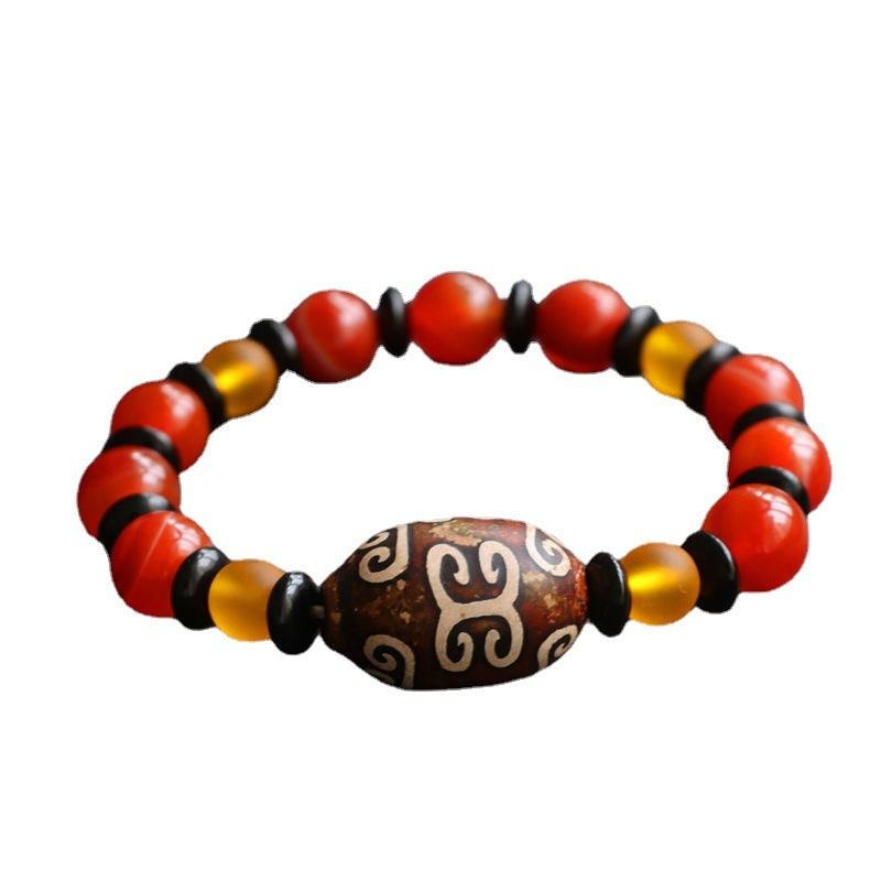 Pattern Dzi Beads Red Agate Bracelet Chalcedony Accessories Jewelry MN1122568