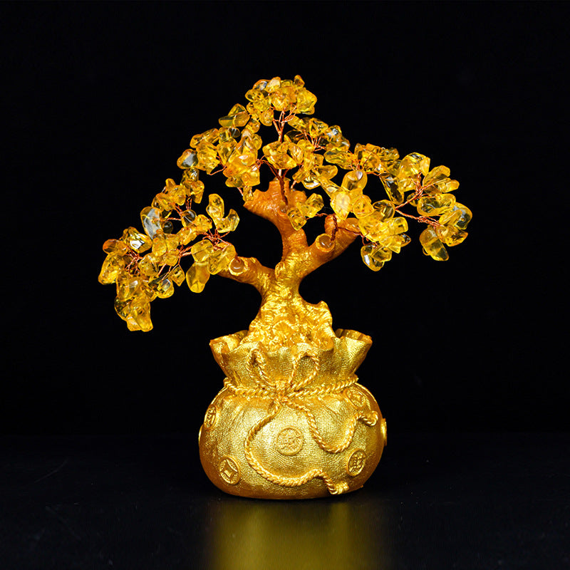 Opening Gift Ornaments Home Living Room Office Decorations Hot Selling Crystal Crafts Tree Citrine Tree 