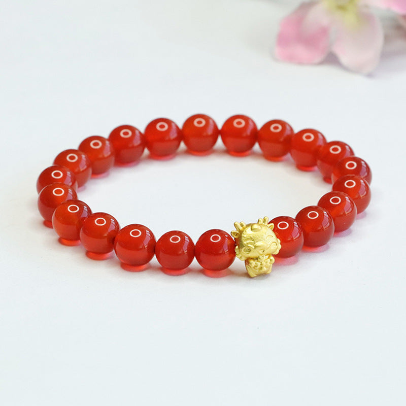 Customized red agate bracelet zodiac sign dragon bracelet birth year jewelry CB3111204