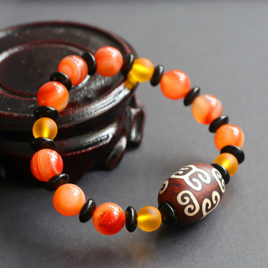 Pattern Dzi Beads Red Agate Bracelet Chalcedony Accessories Jewelry MN1122568