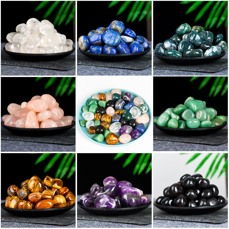 Natural demagnetized stone white crystal tumbled stone powder crystal gravel fish tank stone home decoration ornaments healing stone 