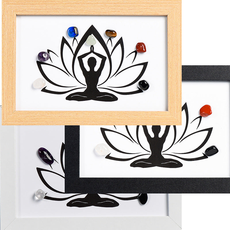 Yoga Girl Colored Original Stone Crystal Wooden Picture Frame Setup for Moving to a New Home Wooden Picture Frame Home Decoration 