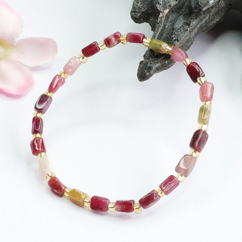 Natural tourmaline random bracelet raw stone bracelet crystal color treasure jewelry for women CB2042102 