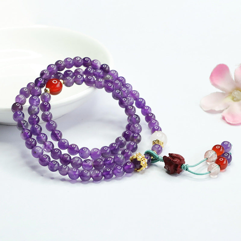 Natural Amethyst Multi-ring Bracelet Purple Clay Nine-tailed Fox Bracelet Necklace Women CB4052107 