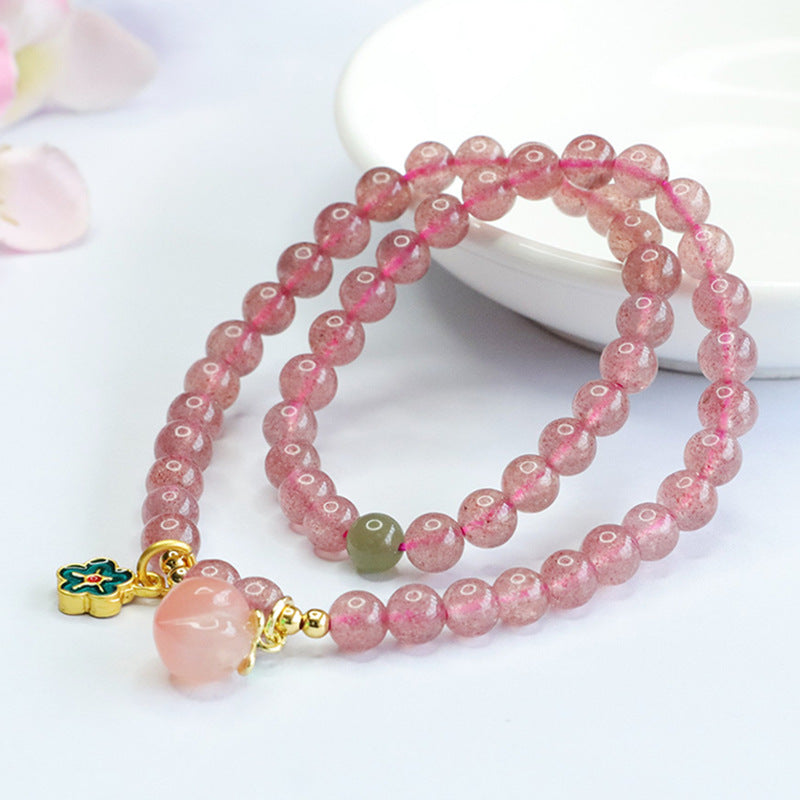 Natural crystal bracelet strawberry crystal two-circle bracelet Yanyuan Taozi jewelry factory wholesale CB3071206 