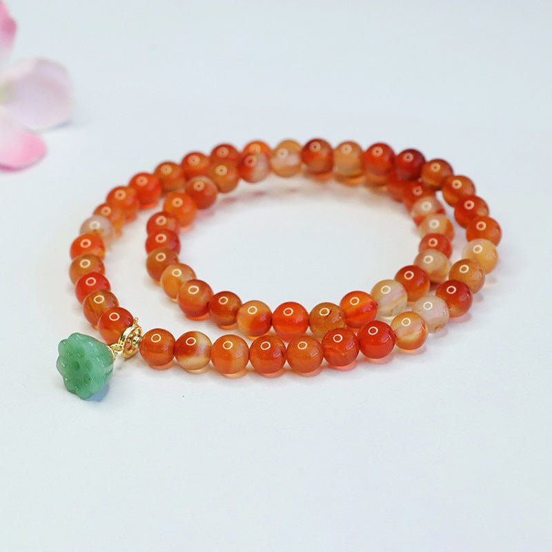 Natural red agate bracelet chalcedony bracelet lotus tassel national fashion jewelry MN4031206