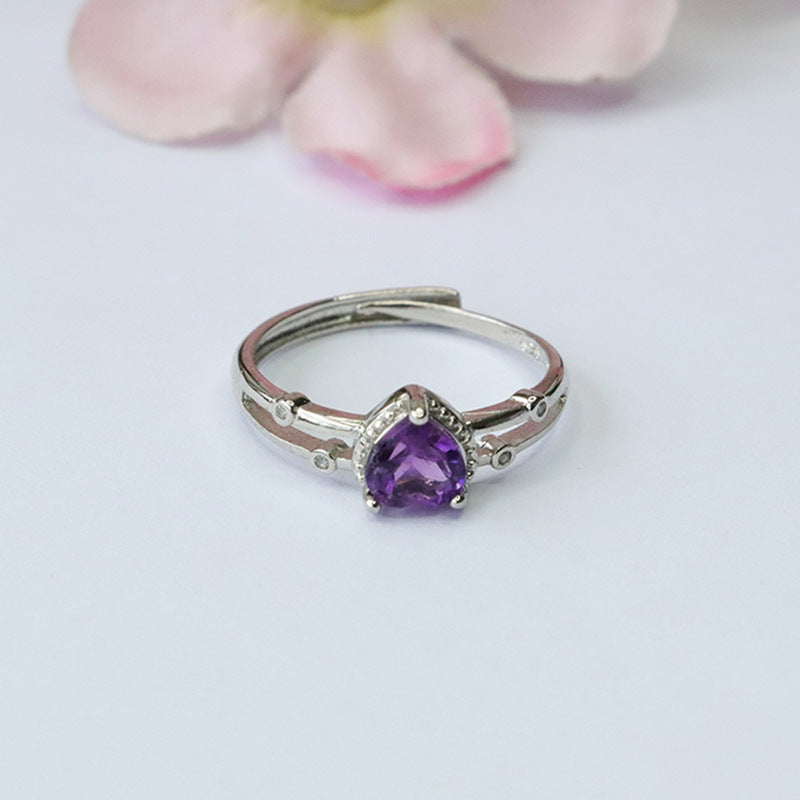 Natural Amethyst Love Ring Purple Colorful Jewelry Ring Jewelry CB3092904 