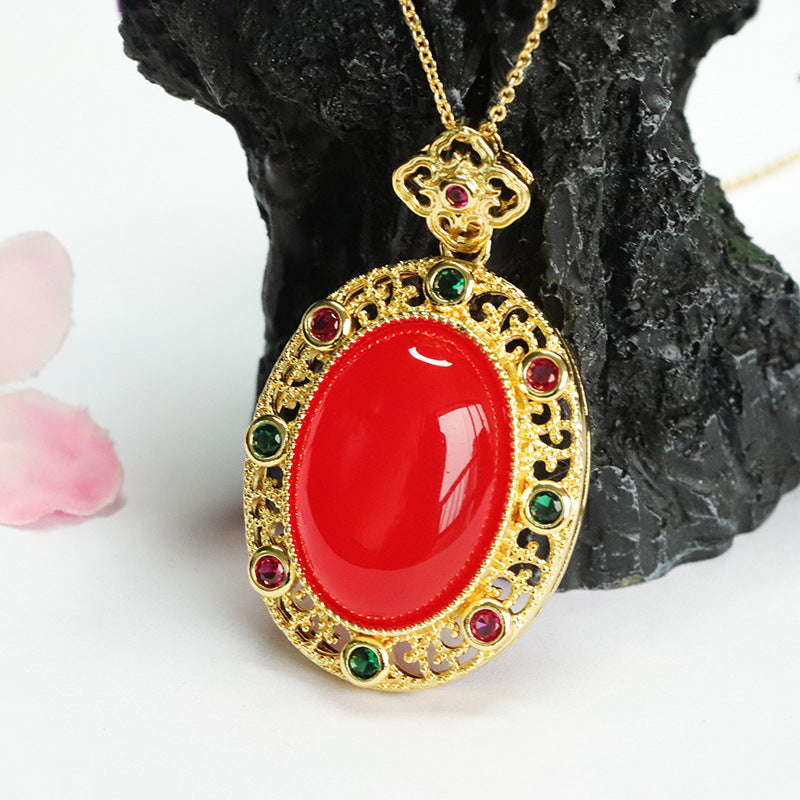 Carnelian pendant ice pigeon blood carnelian necklace ethnic style MN4042407