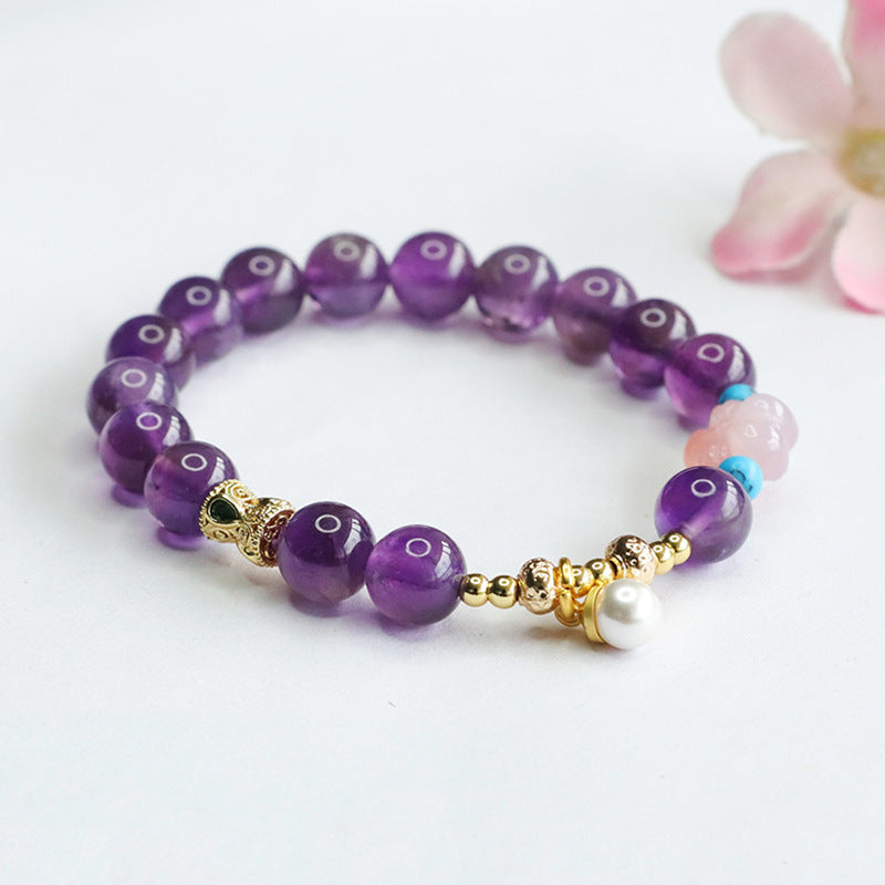 Natural Amethyst Bracelet Salt Source Agate Flower Bracelet Colorful Treasure CB4062602 