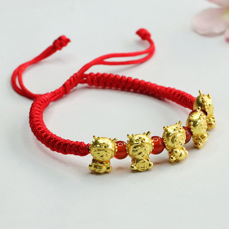 Natural Red Agate Bracelet Five Fortune Dragon Bracelet Year of the Dragon Ben Ming Nian Bracelet MN3122907