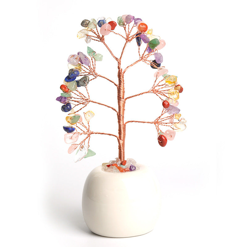 Natural crystal tree gravel pot decoration craft tree home creative office decoration crafts color modeling base 