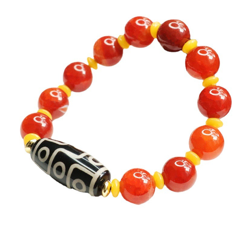 Nine-eye Dzi beads bracelet red agate bracelet chalcedony jewelry MN1122563