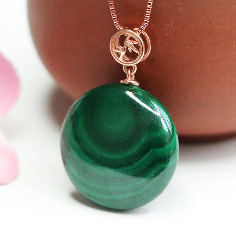 S925 silver set with natural malachite pendant colorful treasure pendant necklace jewelry CB2112717 