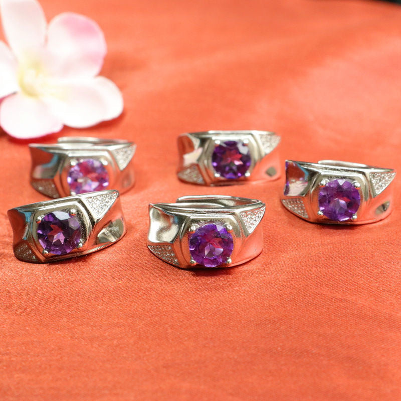 Amethyst Ring Saddle Crystal Ring Jewelry Japanese and Korean Popular Jewelry CB2120136 