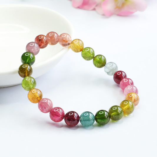 Natural tourmaline bracelet Brazilian old mine rainbow 8m bracelet crystal color treasure supply CB2081607 