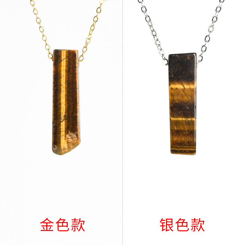 Natural crystal agate personalized irregular flat long necklace with long pendant 