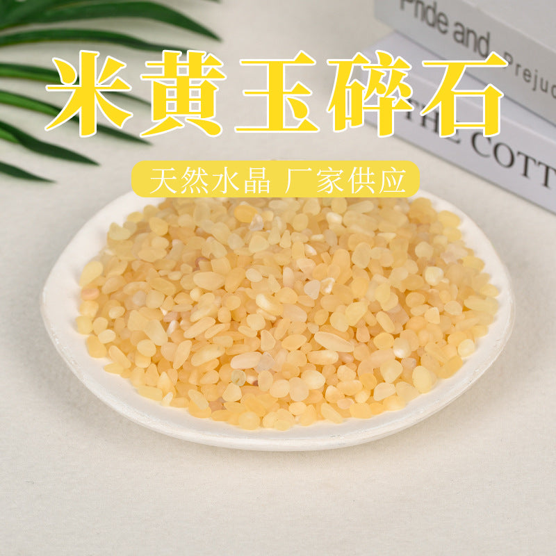 Natural beige jade gravel for Buddha degaussing fish tank flower pot decoration material factory crystal gravel 