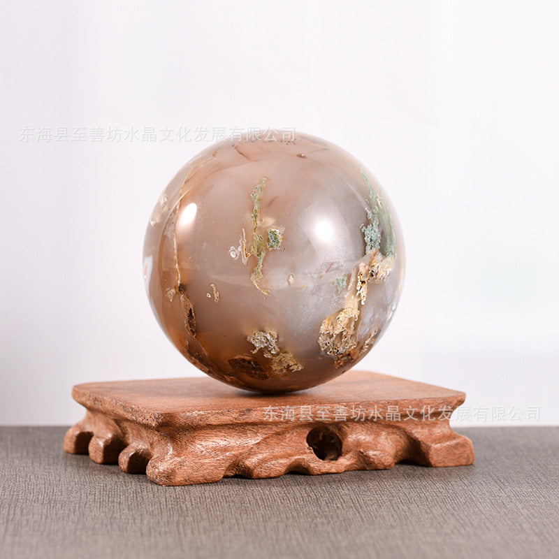 Solid wood flat plate mine mark crafts display stand log geometric island rack crystal ball base home decoration bracket 