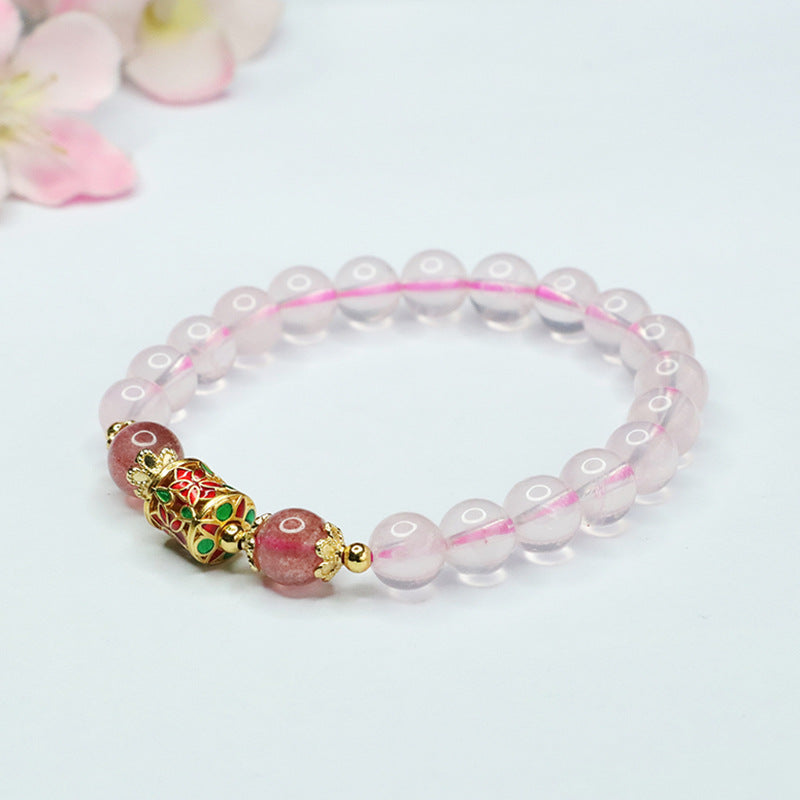 Natural pink crystal bracelet strawberry crystal bracelet colorful treasure jewelry for women CB3032904 