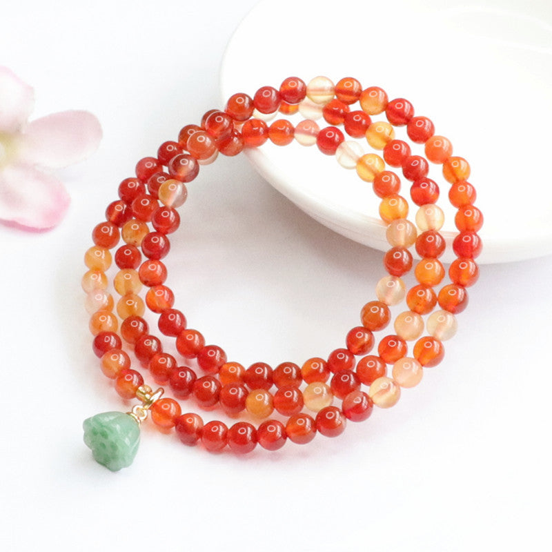 Natural red agate multi-circle bracelet lotus tassel chalcedony bracelet jewelry MN2050507