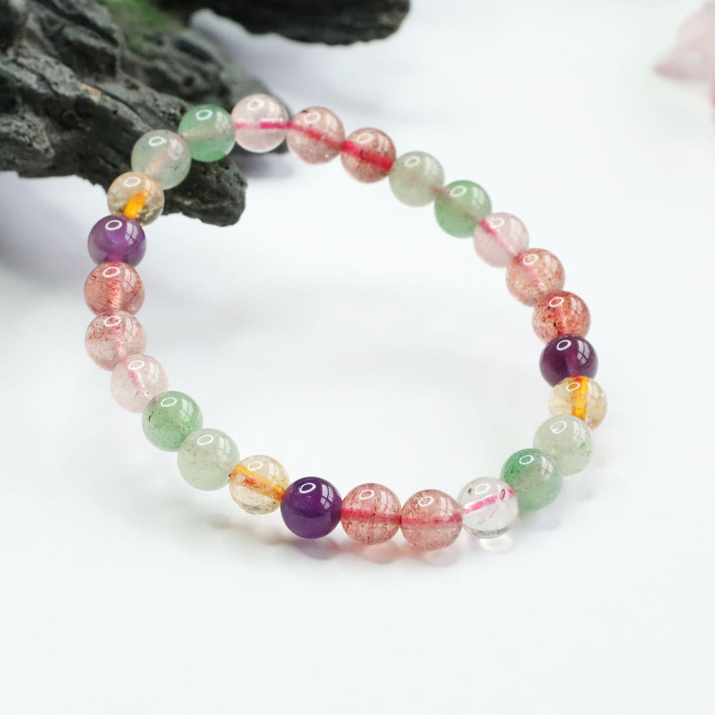 Natural crystal bracelet Duobao strawberry crystal amethyst citrine bracelet factory live delivery CB2120605 