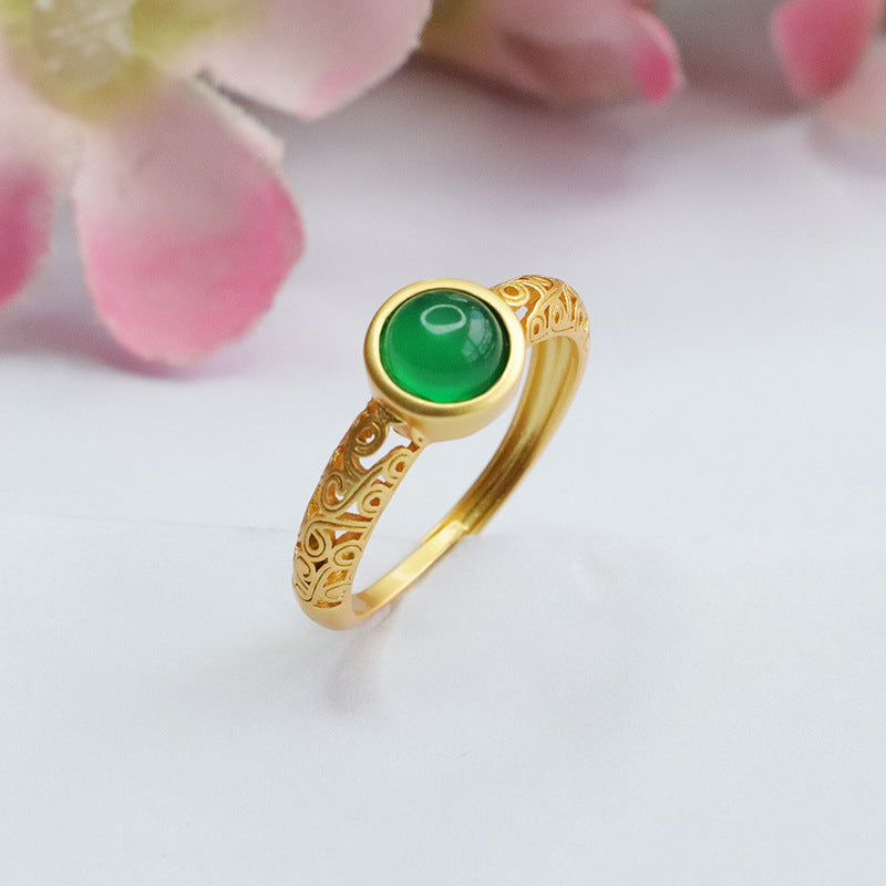 Natural red agate ring imperial chrysoprase ring ethnic style MN3110601