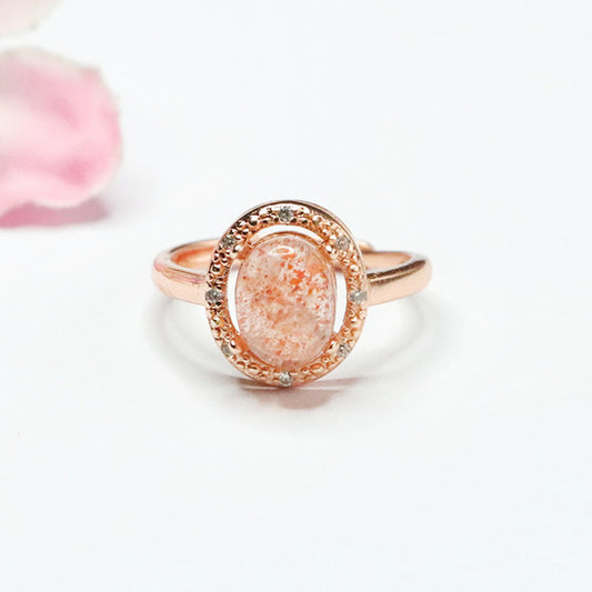 Natural Orange Moonlight Ring Sunstone Ring Ring Female Crystal CB4040704 