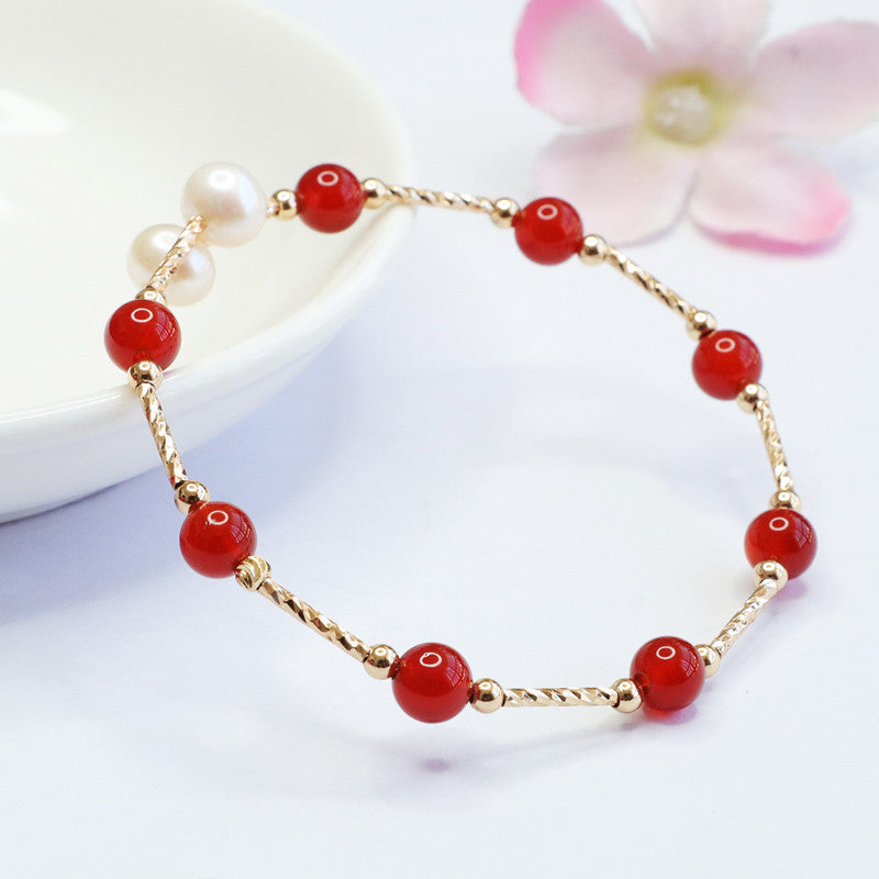 Natural red agate pearl bracelet chalcedony bracelet jewelry accessories MN2040304