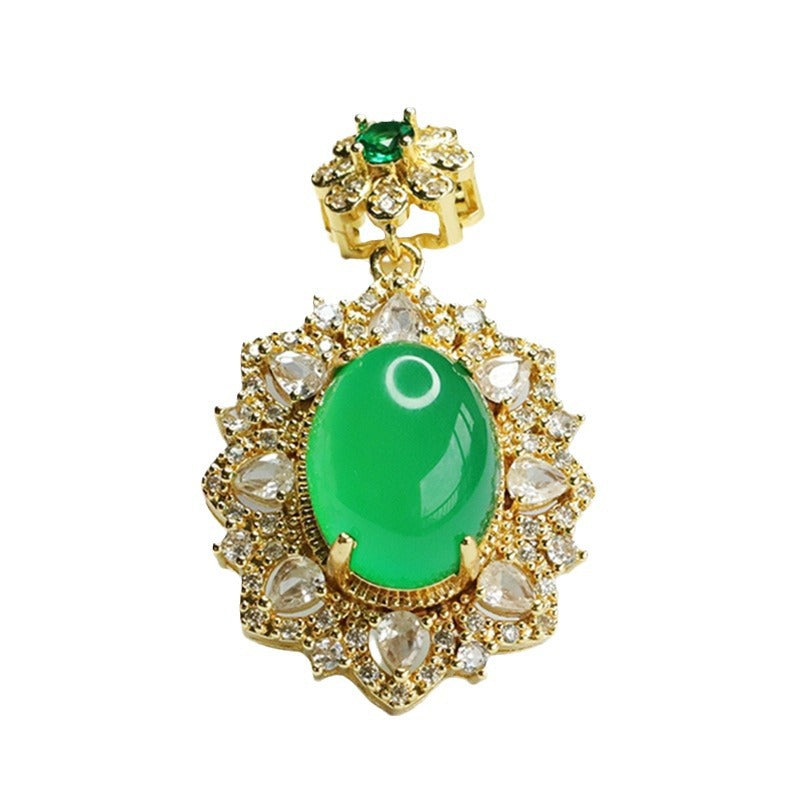 Ice green chalcedony pendant red agate yellow chalcedony full diamond pendant necklace MN4012307 