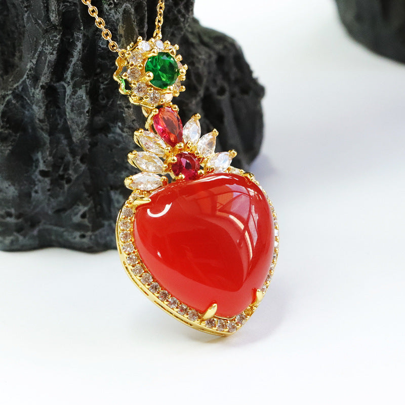 Natural red agate pendant chalcedony love cross-border hot selling jewelry MN2102001