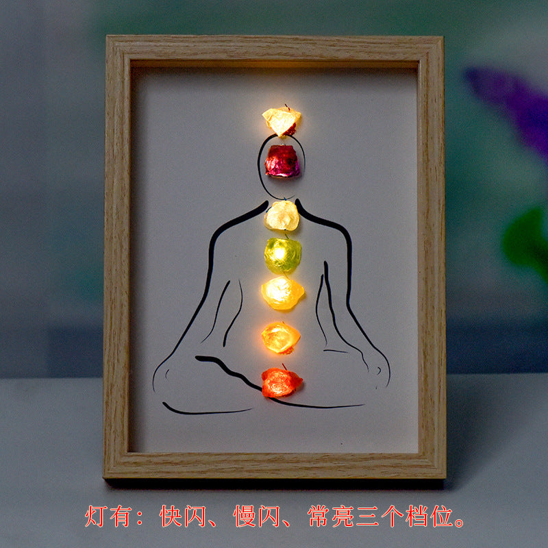 Colorful raw stone crystal lighting style photo frame table move-in new home picture frame home festive ornaments gift 